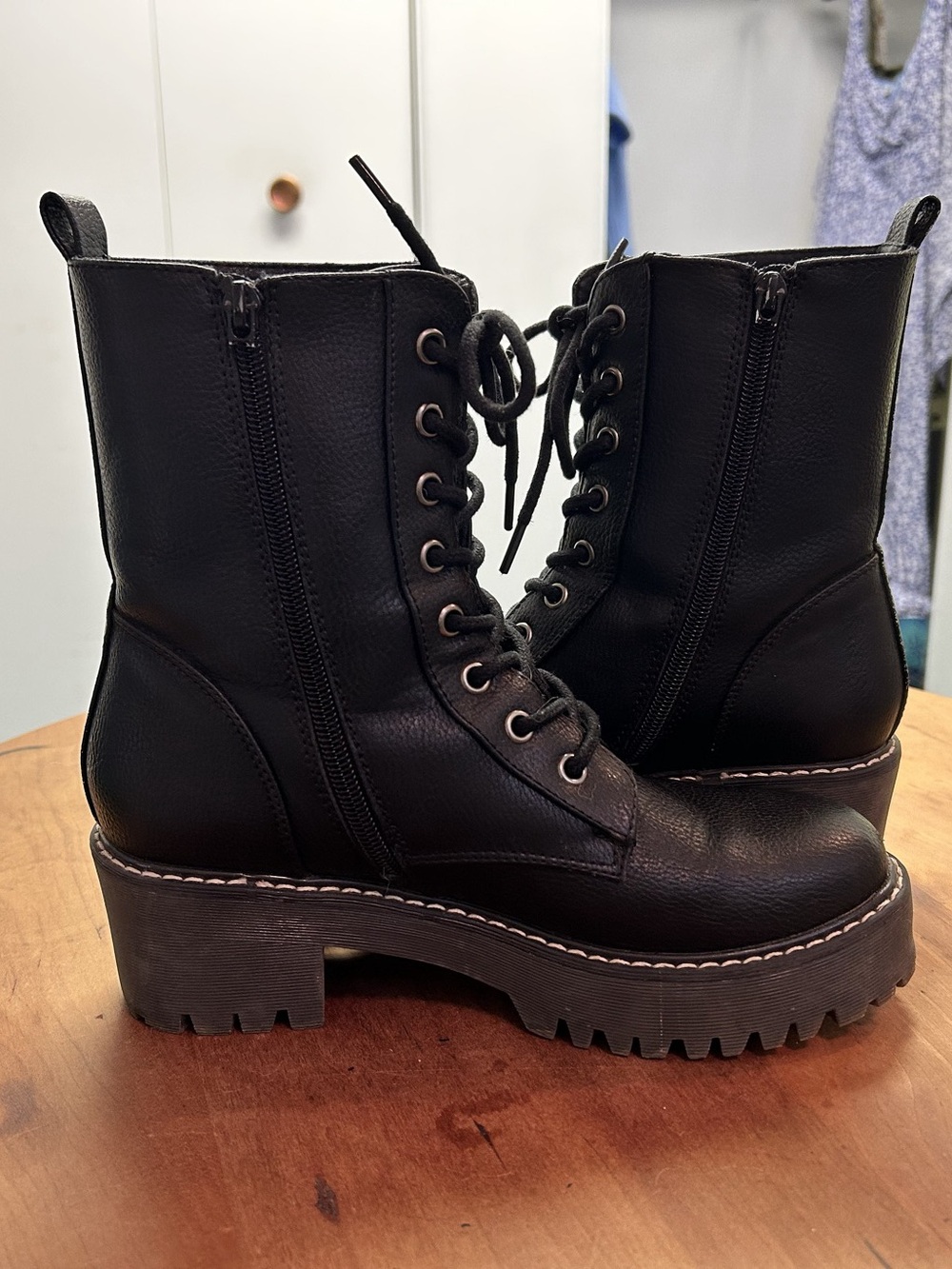 Black Lace-Up Combat Boots